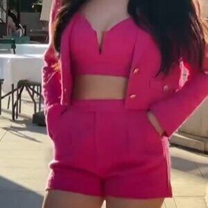 Ladaire Alexa & Lana Raspberry Rose Tweed Bustier & Shorts Set Size XS NEW